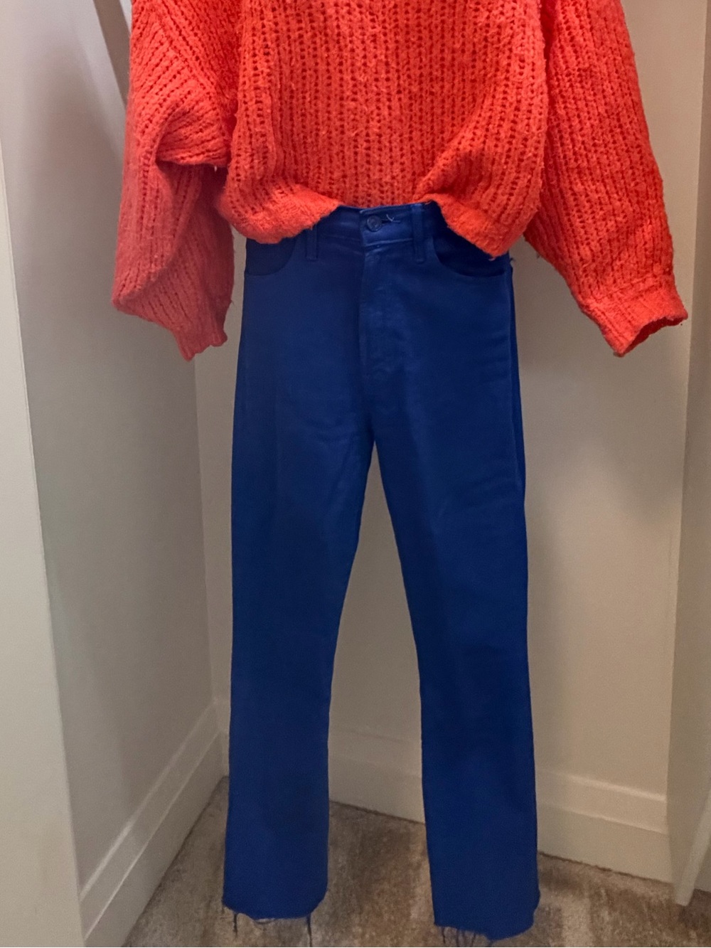 MOTHER Straight-Leg Jeans in Cobalt Blue